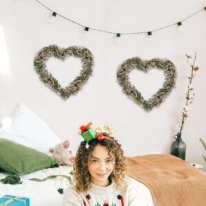 Heart-shaped wooden wreaths, perfect for Valentine's Day or rustic decor.