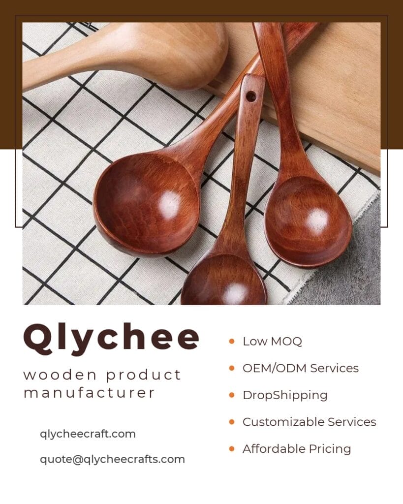 Wooden serving spoons, Qlychee wooden product manufacturer