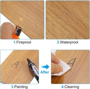 Waterproof, fireproof flooring; easy cleaning, resists marker stains.