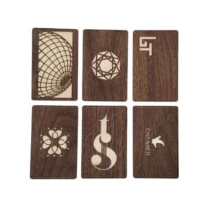 Custom Bamboo Business Cards: Eco-friendly wooden cards with unique laser-cut designs.