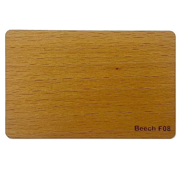 Beech F08 sample: Custom Bamboo Business Cards, eco-friendly wood card with natural grain.