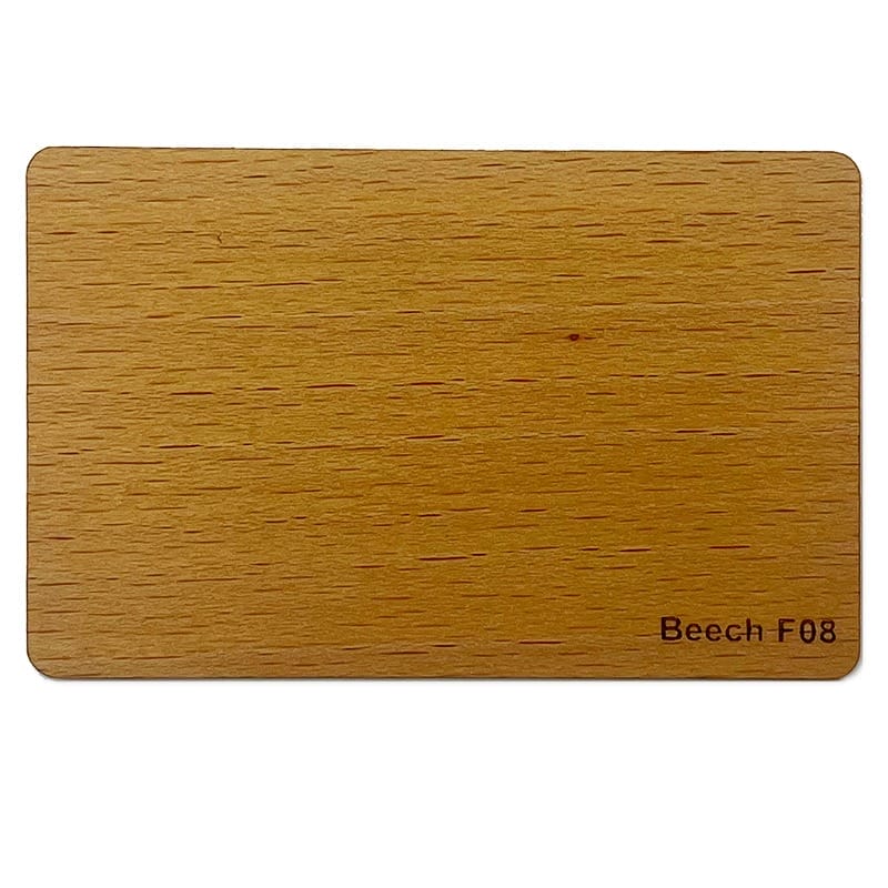 Beech F08 sample: Custom Bamboo Business Cards, eco-friendly wood card with natural grain.