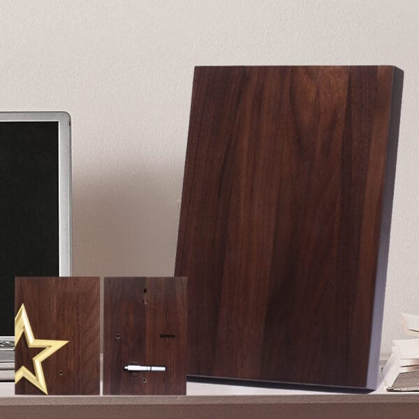 Custom Walnut Wood Plaques: Set of three blank wooden plaques, perfect for awards, engraving, or DIY projects.