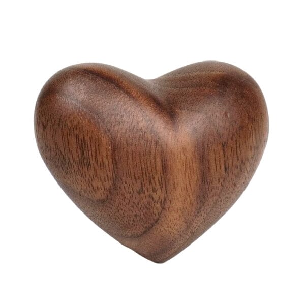 Solid Black Walnut Carved Wooden Heart: Hand-carved, custom-made walnut heart, perfect for home decor.