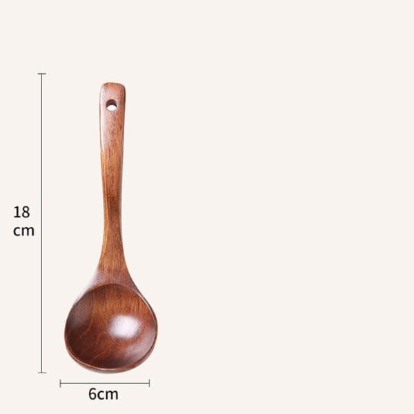 Custom China Wooden Soup Ladle: 18cm long-handled wooden ladle, 6cm bowl. Wholesale available.