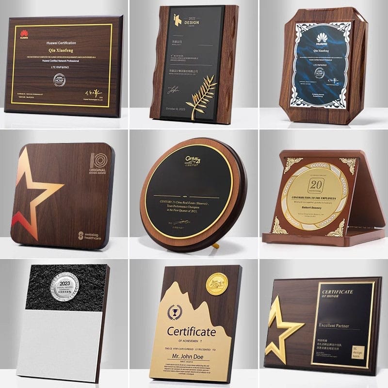 Custom plaques engraved & wholesale awards: A variety of wood plaque designs for corporate recognition, employee awards, and more.