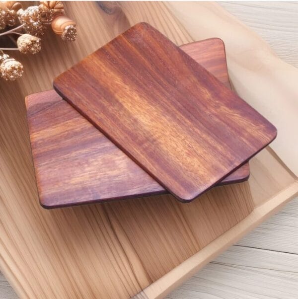 Set of laser cut business card trays. Perfect for appetizers or snacks.