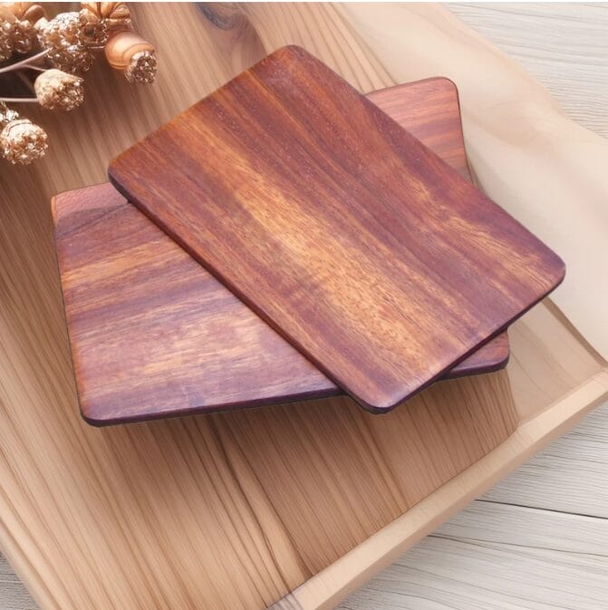 Set of laser cut business card trays. Perfect for appetizers or snacks.