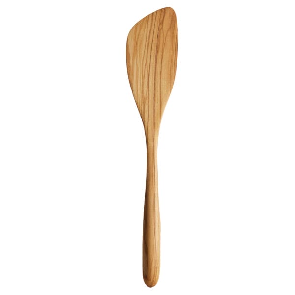 Olive wood kitchen spatula, cooking utensil. Handcrafted wooden spatula for cooking and serving.