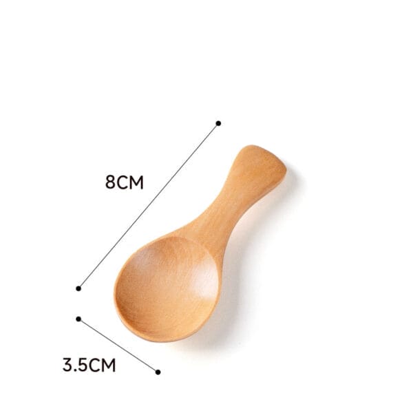 Miniature hardwood spoon (8cm x 3.5cm), perfect for spices. Wholesale & custom options available.