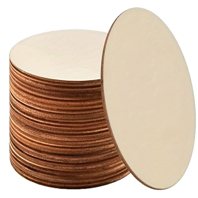 Wholesale Wood Circles: Stack of natural wood discs, perfect for crafts or DIY projects.