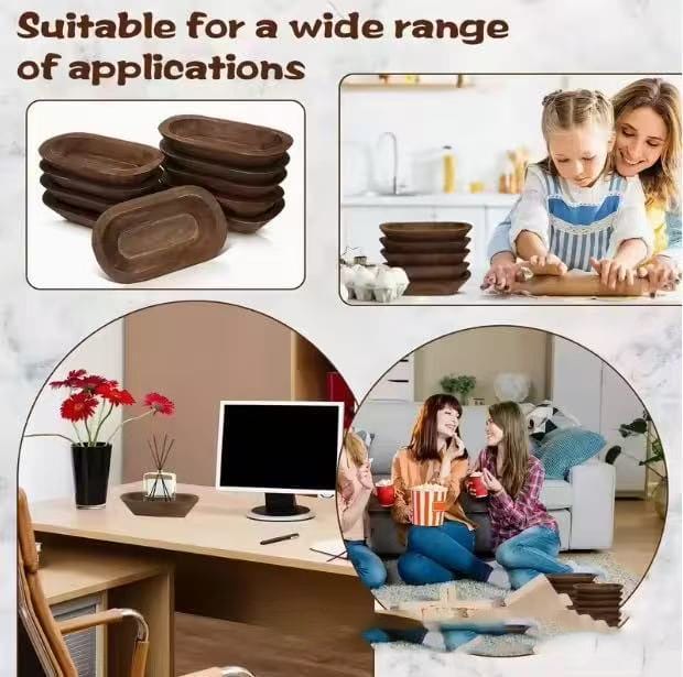 Rustic Brown Wooden Bowls: Set of stackable serving bowls, perfect for kitchen or home decor. Ideal for a wide range of applications.
