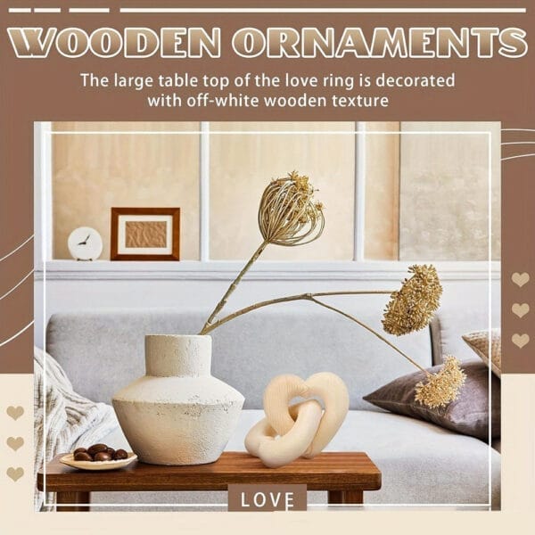 Wooden heart ornament, off-white, decorative, home decor, love, table centerpiece