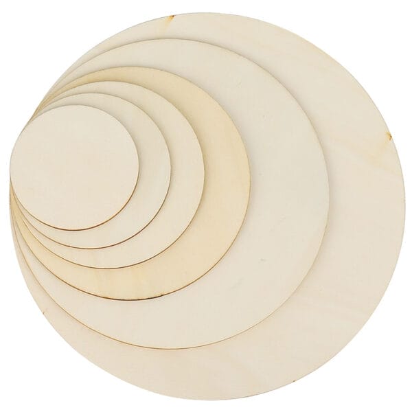 Wholesale Wooden Circle Discs: Set of nested wooden circles in various sizes, ideal for DIY crafts and projects. Perfect for wood crafting.