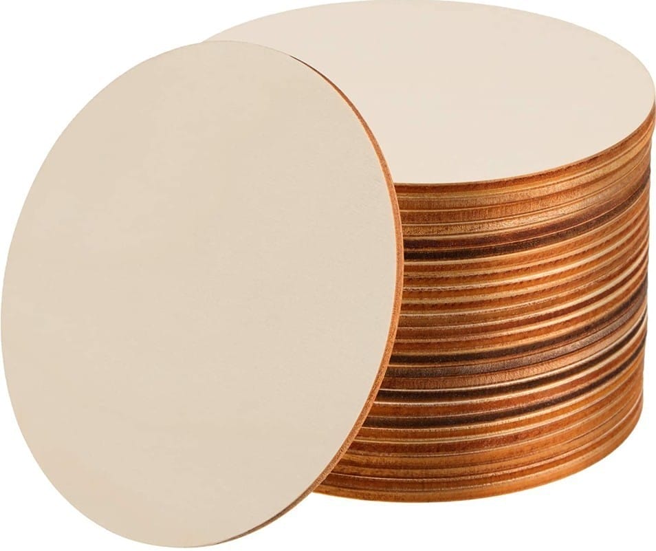Wooden circles for crafts, perfect for crafts. Bulk pack of round wood discs for DIY projects.