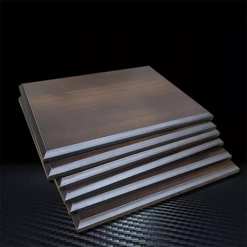 Walnut Wooden Plaque Blanks: Stack of wholesale, custom-made dark brown walnut wood plaques with beveled edges.