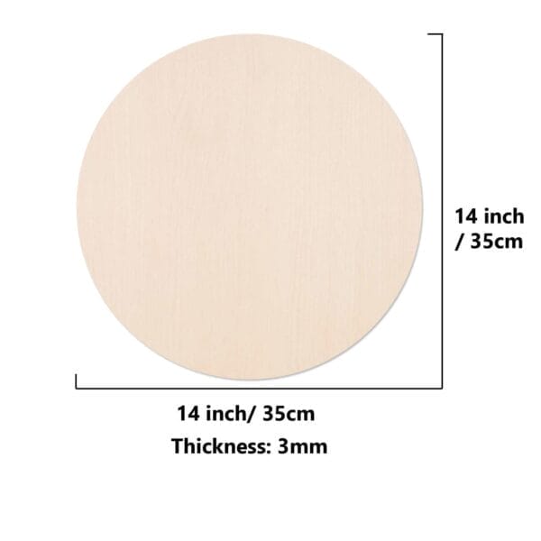 14 inch (35cm) Manufacturer Wooden Rounds laser-cut craft circle; 3mm thick.
