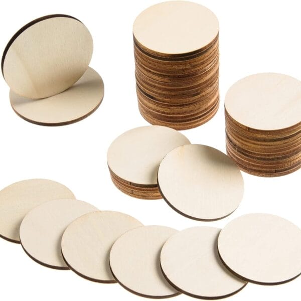 Custom Wooden Rounds for crafts: Unfinished wood circles, perfect for DIY crafts. Wholesale packs available.