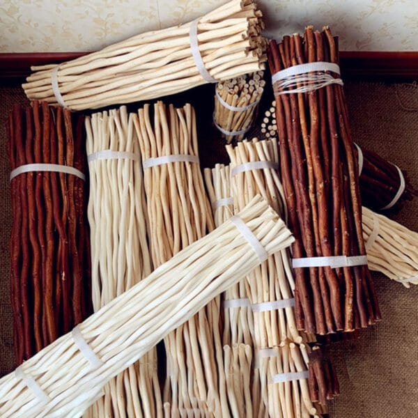 Bundles of natural wood sticks, perfect for DIY crafts. Various colors and sizes available.