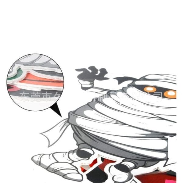 Halloween Mummy Cartoon Sticker: Layered 3D design, perfect for decorating laptops, water bottles, or other smooth surfaces.