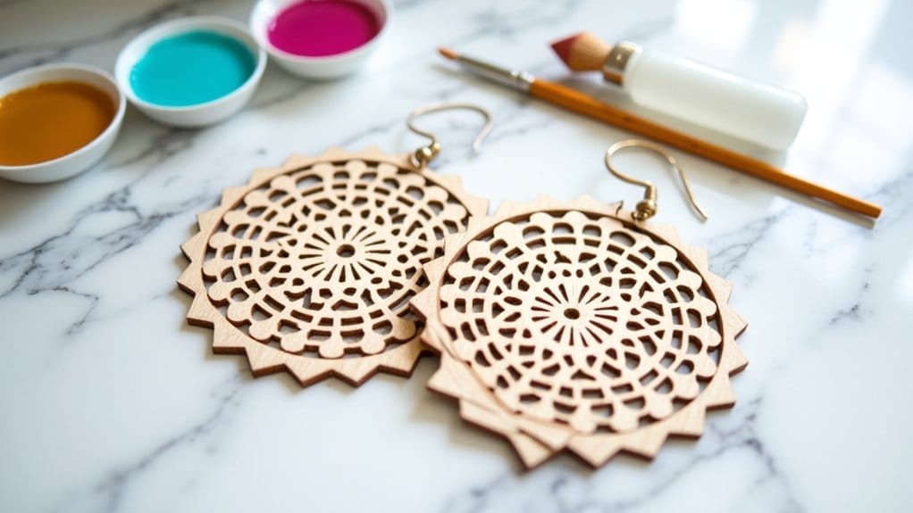 how to paint laser cut wood earrings