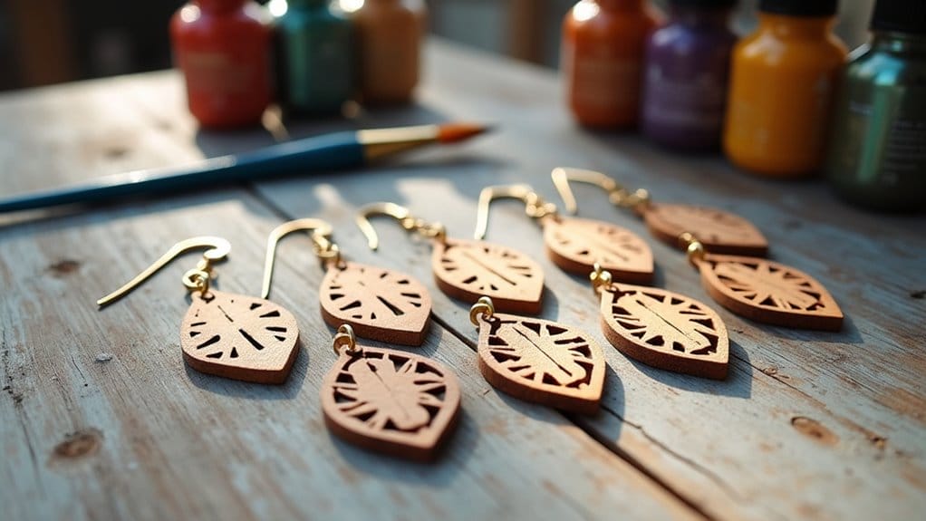how to paint laser cut wood earrings