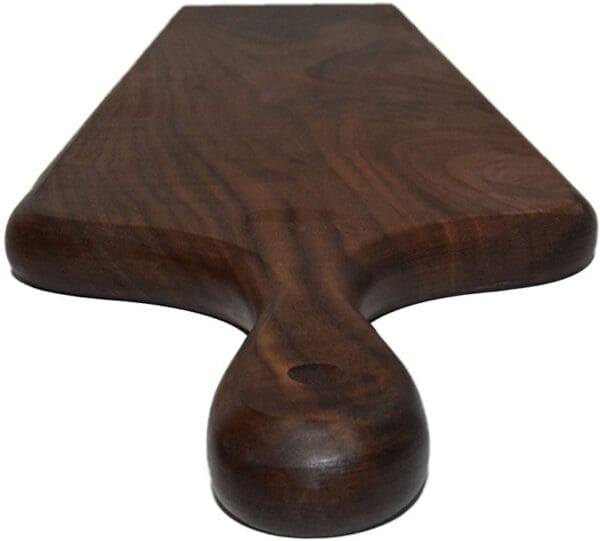 Large Walnut Charcuterie Board: Long, handcrafted walnut wood serving board with a handle, ideal for cheese, bread, fruit, and sushi.