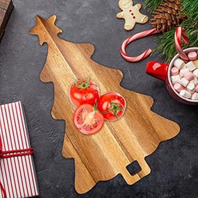 Christmas tree cutting board: Wooden serving tray shaped like a Christmas tree, perfect for holiday entertaining.