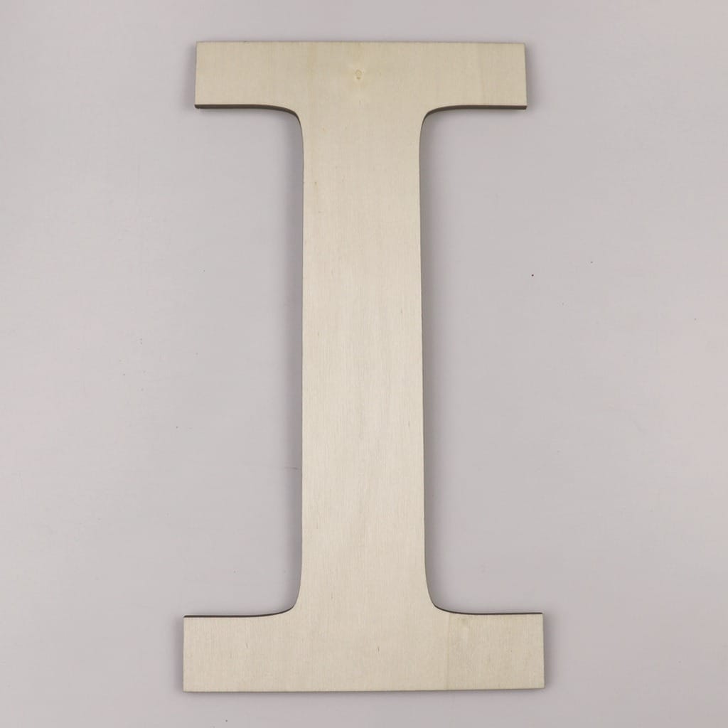 Wooden Letter I for DIY projects, wall decor. Unfinished wooden letters for crafts and home decoration.