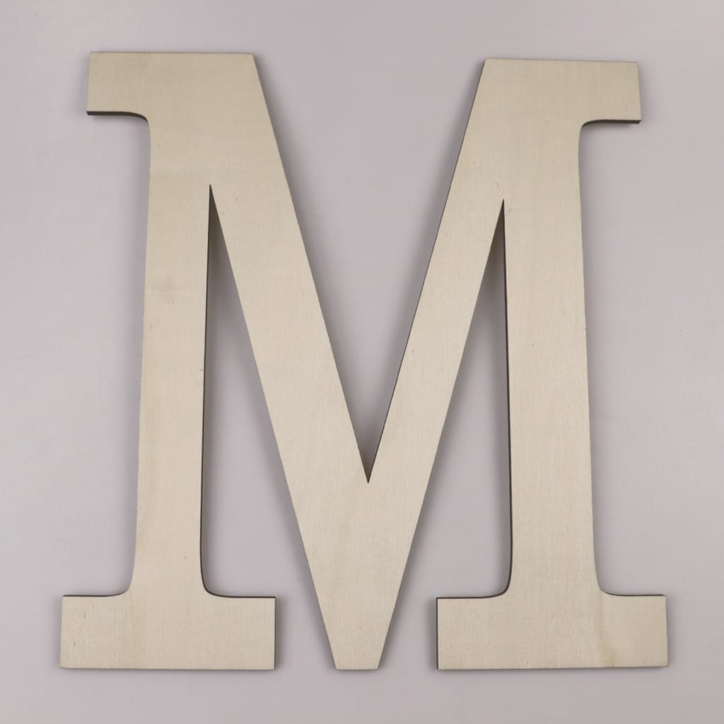 Wooden Letter M for wall decor. Unfinished wooden letter, perfect for home decor and DIY projects.