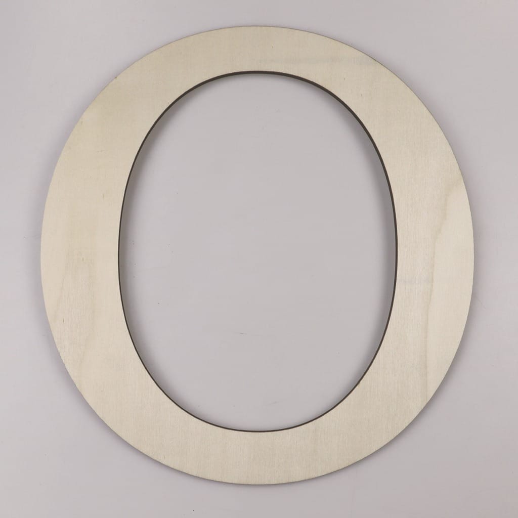 Wooden Letter O cutout, perfect for craft supplies and DIY projects. Unfinished wood.