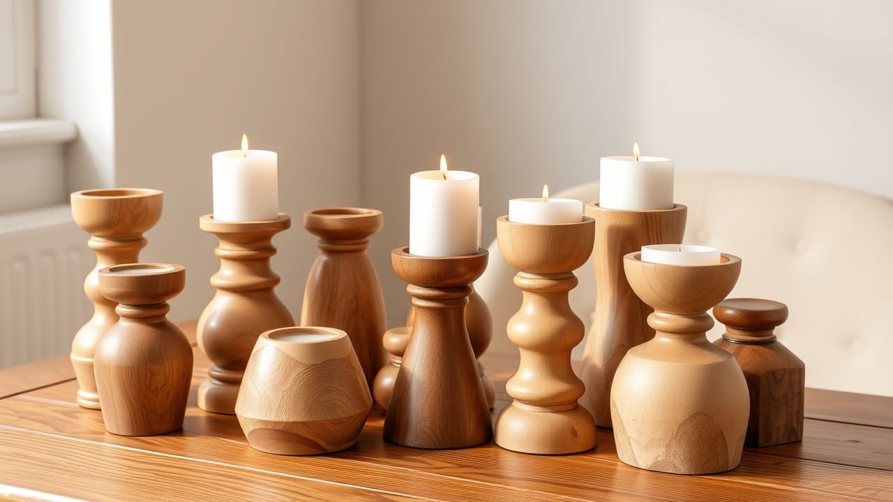 wooden candle holders