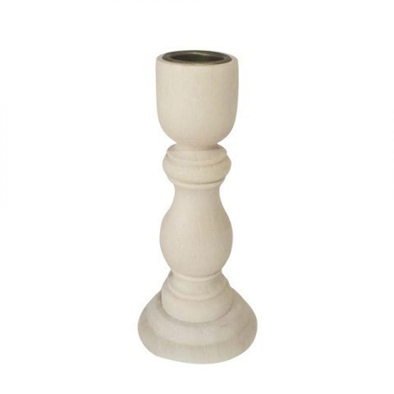 Wooden candle stand, light beige, classic turned design, from Wholesale Wooden Candle Stands