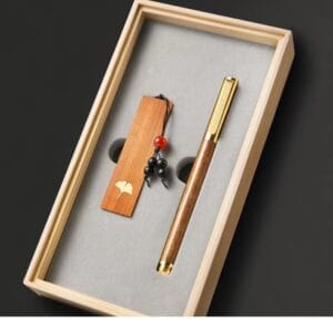 Wooden pen and bookmark set in a presentation box. Perfect for personalized gifts.