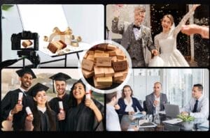 AUTO-DRAFT wooden boxes: Celebratory settings for weddings, graduations, and business gifts.