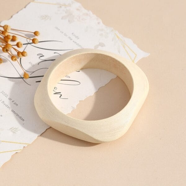 Geometric Wooden Bangle: Niche stackable wooden bangle with a matte finish, 8.5-8.8 cm.