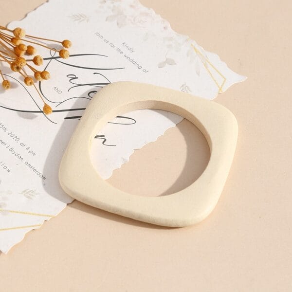 Geometric Wooden Bangle, Niche Stackable Style, matte finish, 8.5-8.8 cm