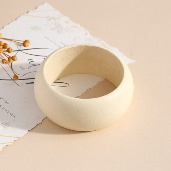 Geometric Wooden Bangle: Niche stackable matte finish bangle, 8.5-8.8 cm.