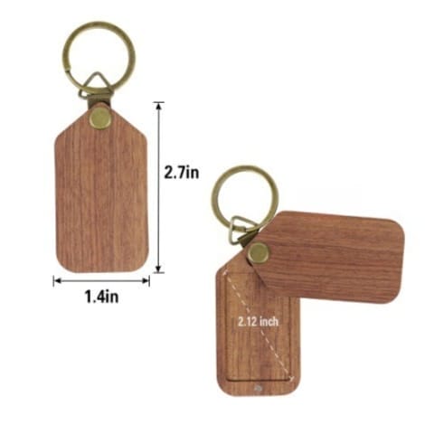 Customized wooden keychain with photo. Romantic gift for couples, dimensions 2.7in x 1.4in