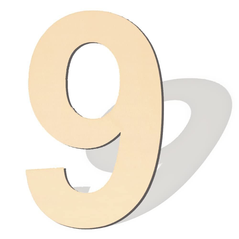 Wooden number 9. Decorative craft supply.