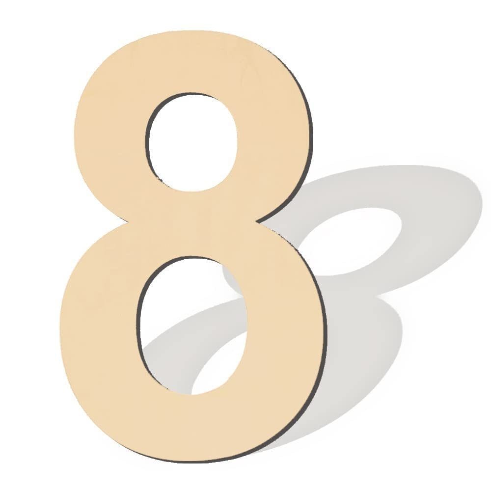 Wooden number 8 with shadow