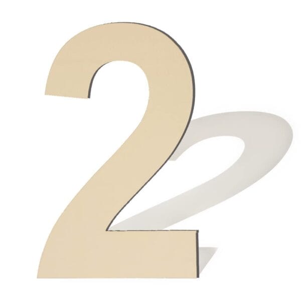 Number 2. Standalone wooden number two.