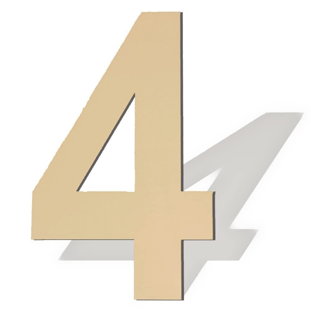 Tan number 4. Numerical digit for math or address.