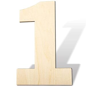 Wooden number one, unfinished wood craft supply, AUTO-DRAFT