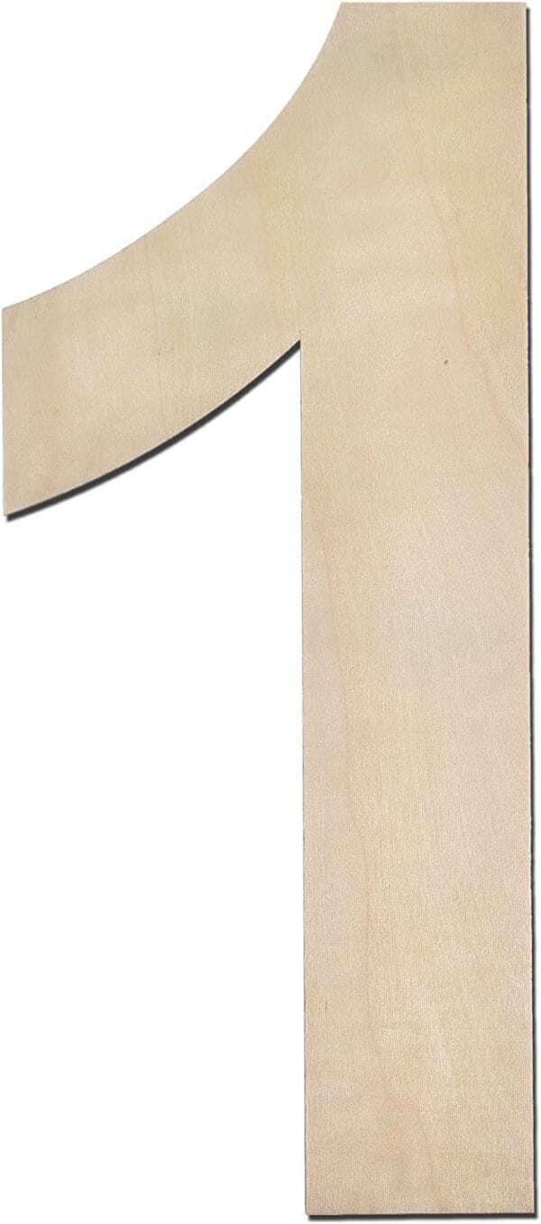 Wooden number one. Unfinished wood craft number one.