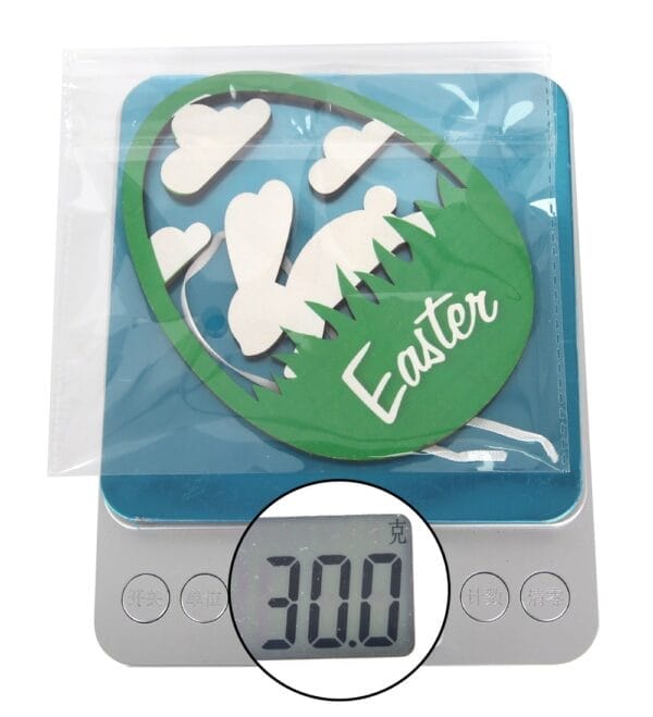 Personalized Easter Eggs Ornament: Wooden Easter decoration with bunny and clouds, weighing 30 grams