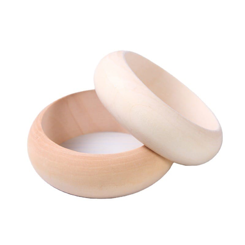 Two unfinished wooden bangles, perfect for DIY crafts and jewelry making
