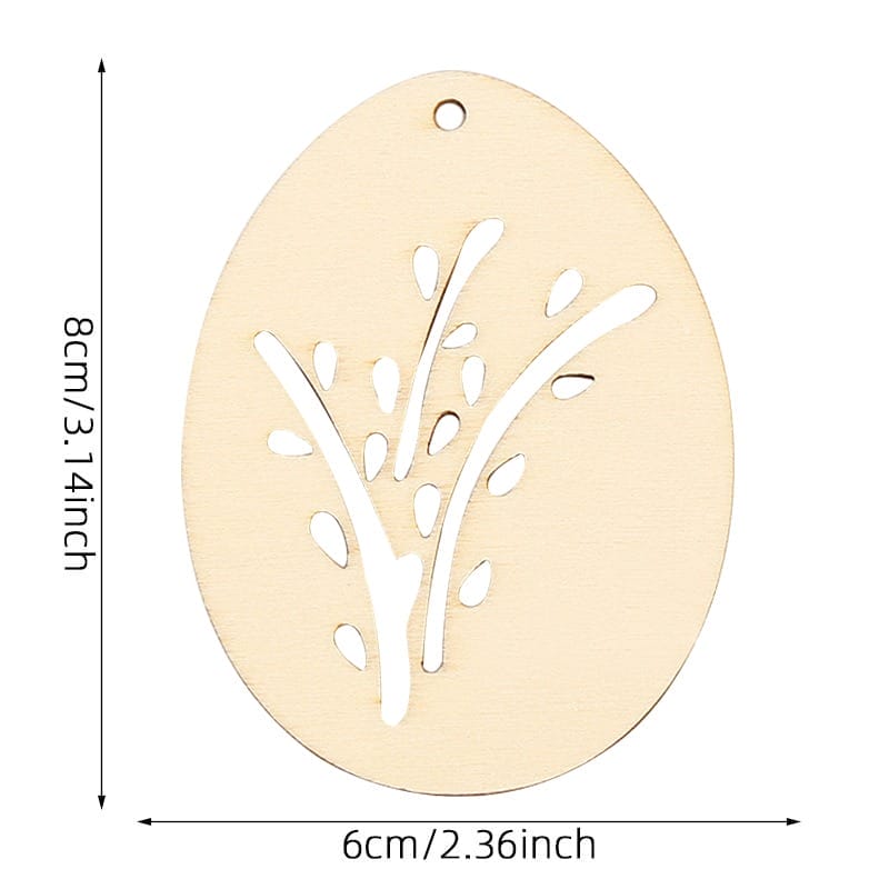 Wooden Easter egg ornament with willow branch cutout design