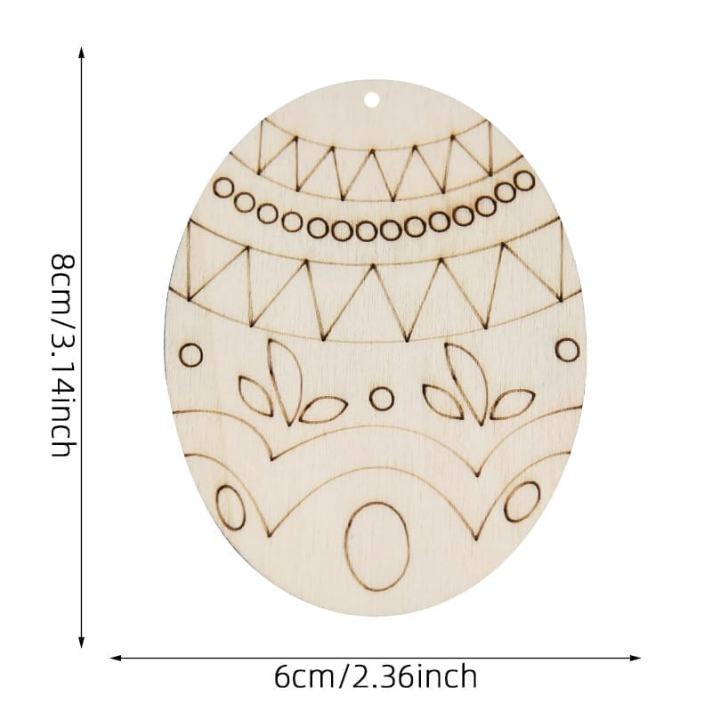 Wooden Easter egg pendant with laser-engraved patterns.
