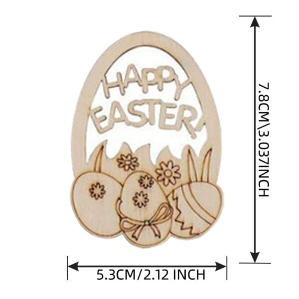 Wooden Happy Easter egg decoration with floral egg designs, 7.8cm x 5.3cm